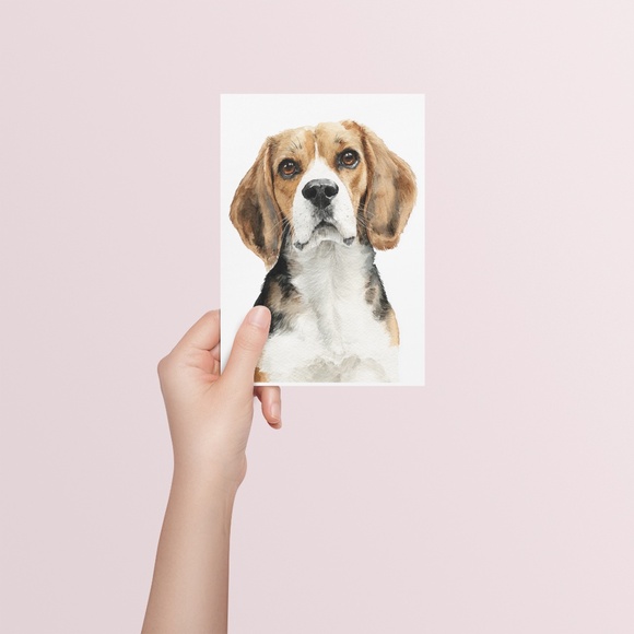 Watercolor Beagle Portrait Wall Art Print Poster, Unframed - Pet Artwork - Picture 5 of 5